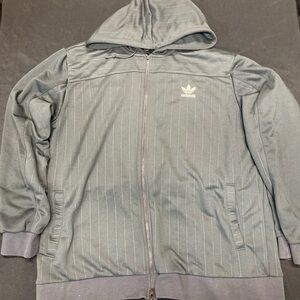 Adidas Men's Dark Gray Hooded Jacket